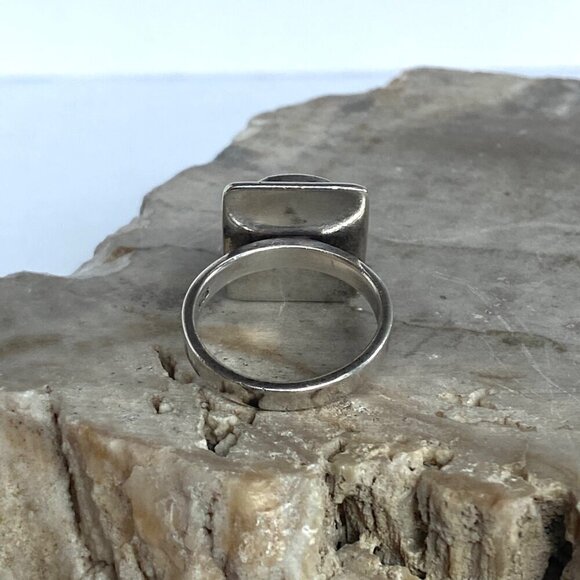 Sterling Silver 925 Signed Boma Bezel Set Rectangular Lapis Lazuli Ring Sz 5.75 - Picture 8 of 16